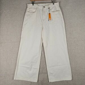 Timberland Women Wide Leg Carpenter Pants Cream White TB0A5YXB W33 L28 NEW